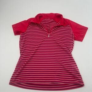 Nike Golf Women’s Pink Polo Shirt Quarter Zip Top Striped
